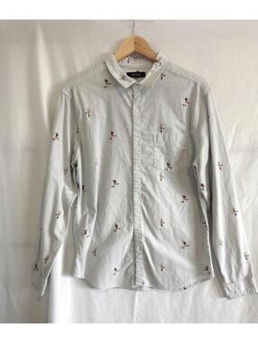 Ketch Men's Long Sleeve Button-Up Shirt Size L with Soccer Print